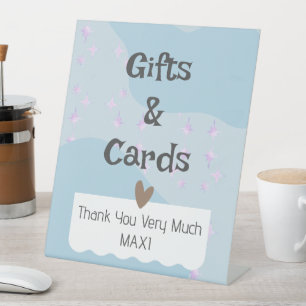 Moderne Light Blue Baby Duschgeschenke und Karten Sockelschild