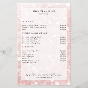 Moderne Lightpink Glitter Salon-Preisliste  Flyer