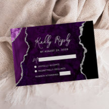 Moderne lila Achat-Silber-Schrift Hochzeits-RSVP