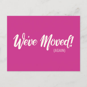Moderne Lila Ankündigung über die Bewegung Postkarte