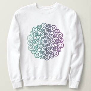 Moderne lila aquamarine Blumenmandala ombre Sweatshirt