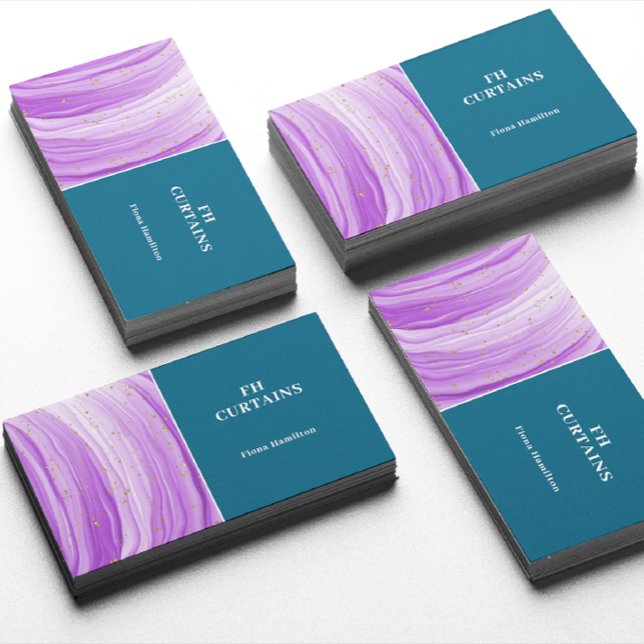 Moderne Lila, Aquamarine Green Business Card Visitenkarte (Von Creator hochgeladen)