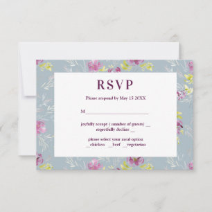 Moderne lila Aquarell-Blumen-RSVP-Sage-Karte RSVP Karte