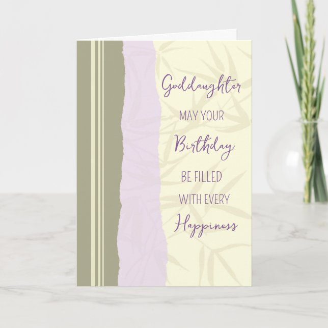 Moderne Lila Beige GodTochter Geburtstag Karte (Vorderseite)