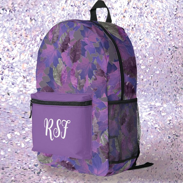 Moderne Lila Blätter Camouflage Muster Girly Bedruckter Rucksack (Von Creator hochgeladen)
