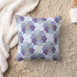 Moderne lila blaue geometrische Blumen-Wurfkissen Kissen