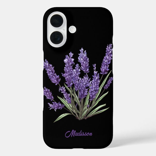 Moderne lila Blume iPhone 16 Hülle (Rückseite)