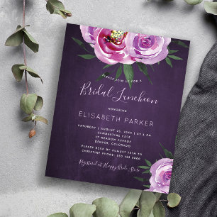 Moderne lila Blumen-Einladung zur Brautparty