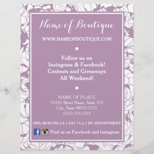 Moderne lila Blumen-Mädchen-Boutique-Events Flyer