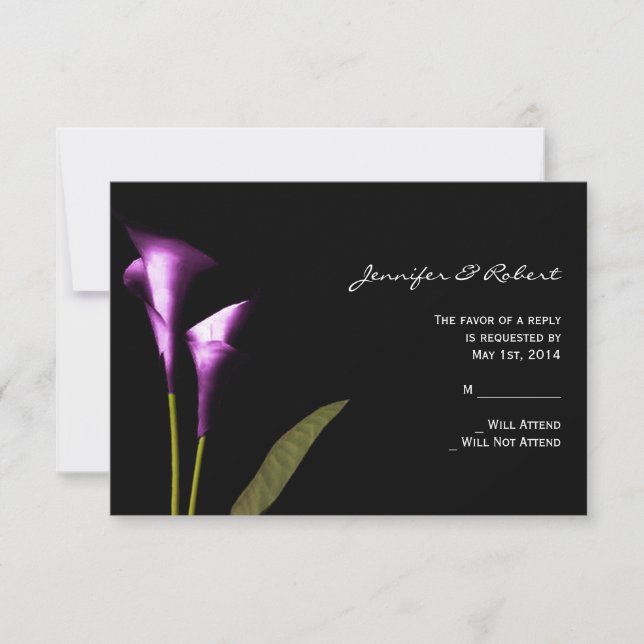 Moderne Lila Calla Liability Response Card RSVP Karte (Vorderseite)
