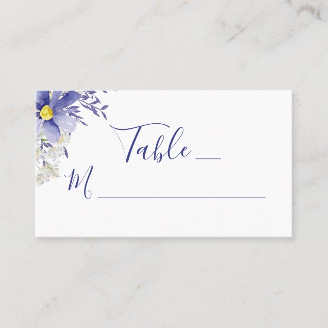 Moderne Lila Daisy Watercolor Blumenhochzeit Platzkarte (Vorderseite)