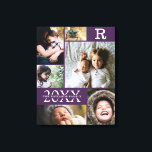 Moderne Lila Farbblöcke 6 FotoCollage Leinwanddruck<br><div class="desc">Moderner Lila Farbblock Familie 6 FotoCollage - mit personalisiertem Familiennamen, Jahr und Anfangsbuchstaben, alle in einem eleganten Rasterlayout angeordnet. Dieses moderne und elegante Design zeigt 6 eigene Bilder wunderschön. In verschiedenen Farbtönen, die zu jeder Zimmerdekoration passen. Ein tolles Urlaubsgeschenk für Großeltern, Eltern, Familie, Freunde und Angehörige. Anpassen Sie es einfach...</div>