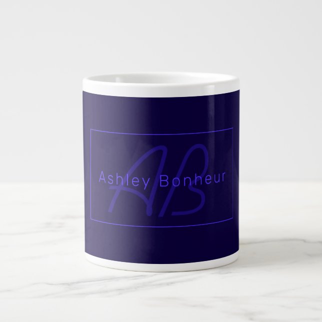 Moderne Lila Farben | Cooler Name und Monogramm Jumbo-Tasse (Vorderseite)