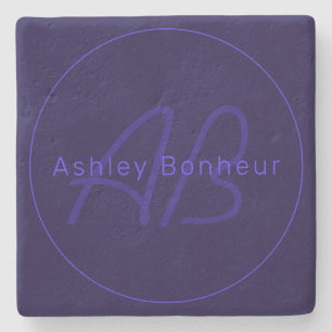 Moderne Lila Farben Cooler Name und Monogramm Steinuntersetzer