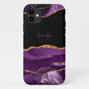 Moderne lila Flieder Gold Achat Kristall Personali Case-Mate iPhone Hülle