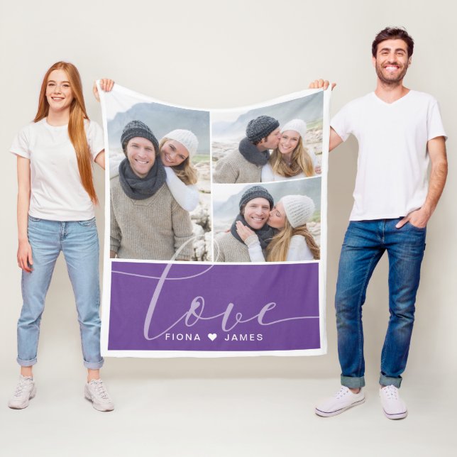 Moderne Lila Foto Collage Liebe Personalisiert Fleecedecke (Beispiel)
