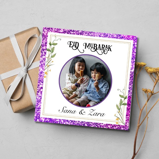Moderne Lila Foto Eid Grußkarte für Schwester Einladung (Von Creator hochgeladen)