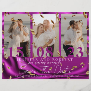 Moderne Lila Fotokassenkarte Save the Date Flyer