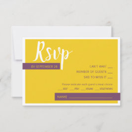 Moderne lila-gelbe Hochzeit minimal RSVP Karte