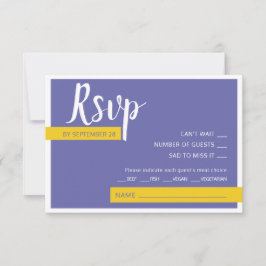 Moderne lila-gelbe Hochzeit minimal RSVP Karte