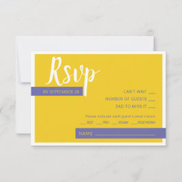 Moderne lila-gelbe Hochzeit minimal RSVP Karte