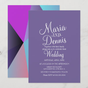 Moderne lila geometrische farbenfrohe Hochzeit Einladung