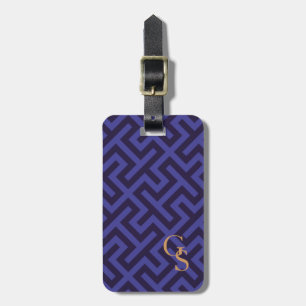 Moderne lila geometrische Muster monogramm Gepäckanhänger