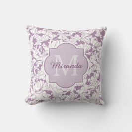 Moderne Lila Girl-Monogramm mit Namen Kissen