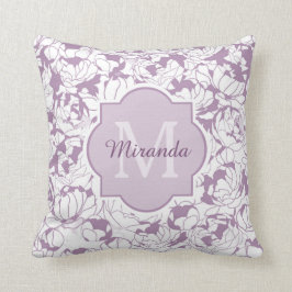 Moderne Lila Girl-Monogramm mit Namen Kissen