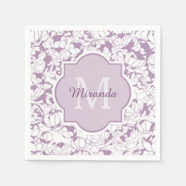 Moderne Lila Girl-Monogramm mit Namen Serviette