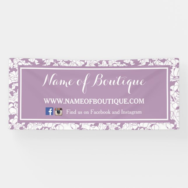 Moderne lila Girly Schönheits-mit BlumenBoutique Banner (Horizontal)