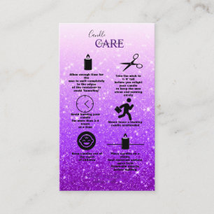 Moderne Lila Glitzer Candle Care Visitenkarte