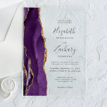 Moderne Lila Goldauftrittssonne Acryleinladungen<br><div class="desc">Der links Rand dieser eleganten,  modernen Hochzeitseinladung zeichnet sich durch eine lila Aquarellgrenze aus,  die mit Imitaten mit goldenem Glitzer bestickt wurde. Der anpassbare Text kombiniert handschriftlich,  kopperplate und kursiv Schriftart in Holzkohlegrau auf einem klaren Hintergrund.</div>