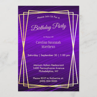 Moderne Lila Goldrahmen zum Geburtstag Einladung