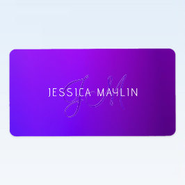 Moderne Lila Gradientenbezeichnung und Monogramm Adressaufkleber