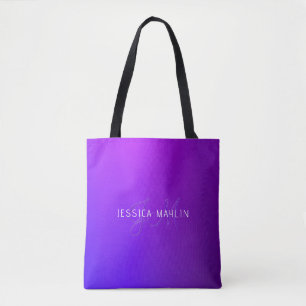 Moderne Lila Gradientenbezeichnung und Monogramm Tasche