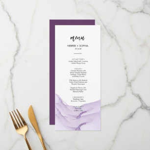 Moderne Lila Hochzeit Menükarte