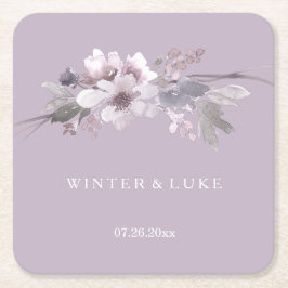 Moderne Lila Hochzeit mit Blumenwasser Rechteckiger Pappuntersetzer