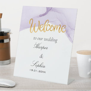 Moderne Lila Hochzeit Sockelschild