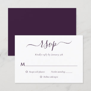 Moderne Lila Hochzeitskarte RSVP Karte