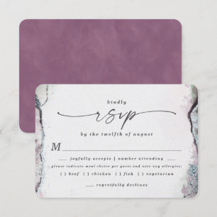 Moderne Lila Hochzeitskarte RSVP Karte