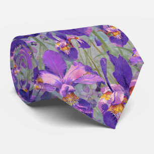 Moderne Lila Iris-Blumenwetter-Hochzeit Krawatte