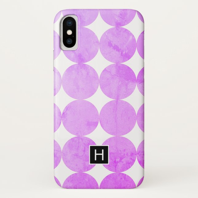 Moderne Lila Kreise | Monogramm Case-Mate iPhone Hülle (Rückseite)