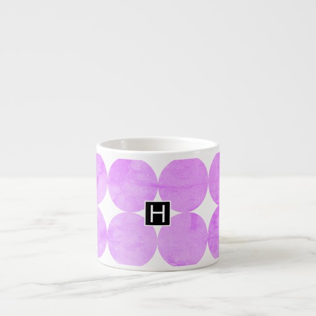 Moderne Lila Kreise | Monogramm Espressotasse (Vorderseite)