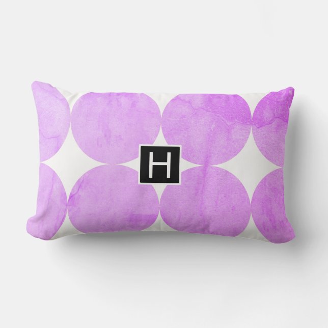Moderne Lila Kreise | Monogramm Lendenkissen (Vorderseite)