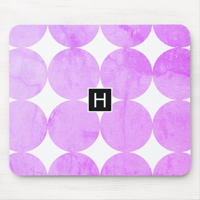 Moderne Lila Kreise | Monogramm Mousepad (Vorne)