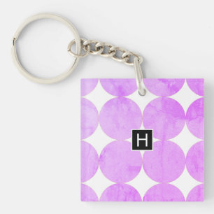 Moderne Lila Kreise Monogramm Schlüsselanhänger