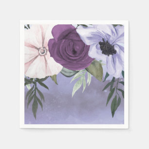 Moderne lila Lavendel Blumen Aquarell Hochzeit Serviette