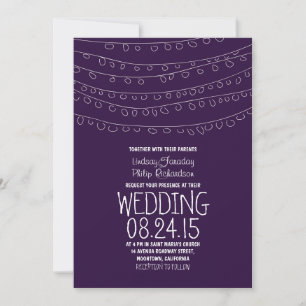 moderne lila Lichterkette Hochzeitseinladungen Einladung