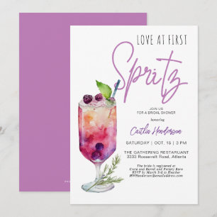 Moderne Lila Liebe im ersten Spritz-Brautparty Einladung